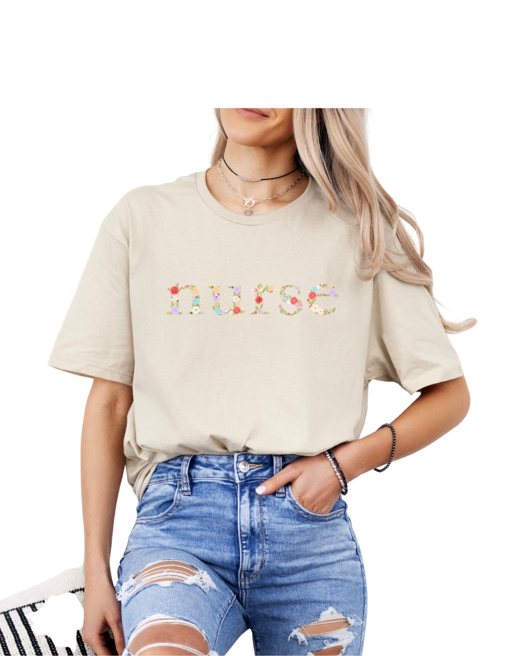 floral nurse t-shirt