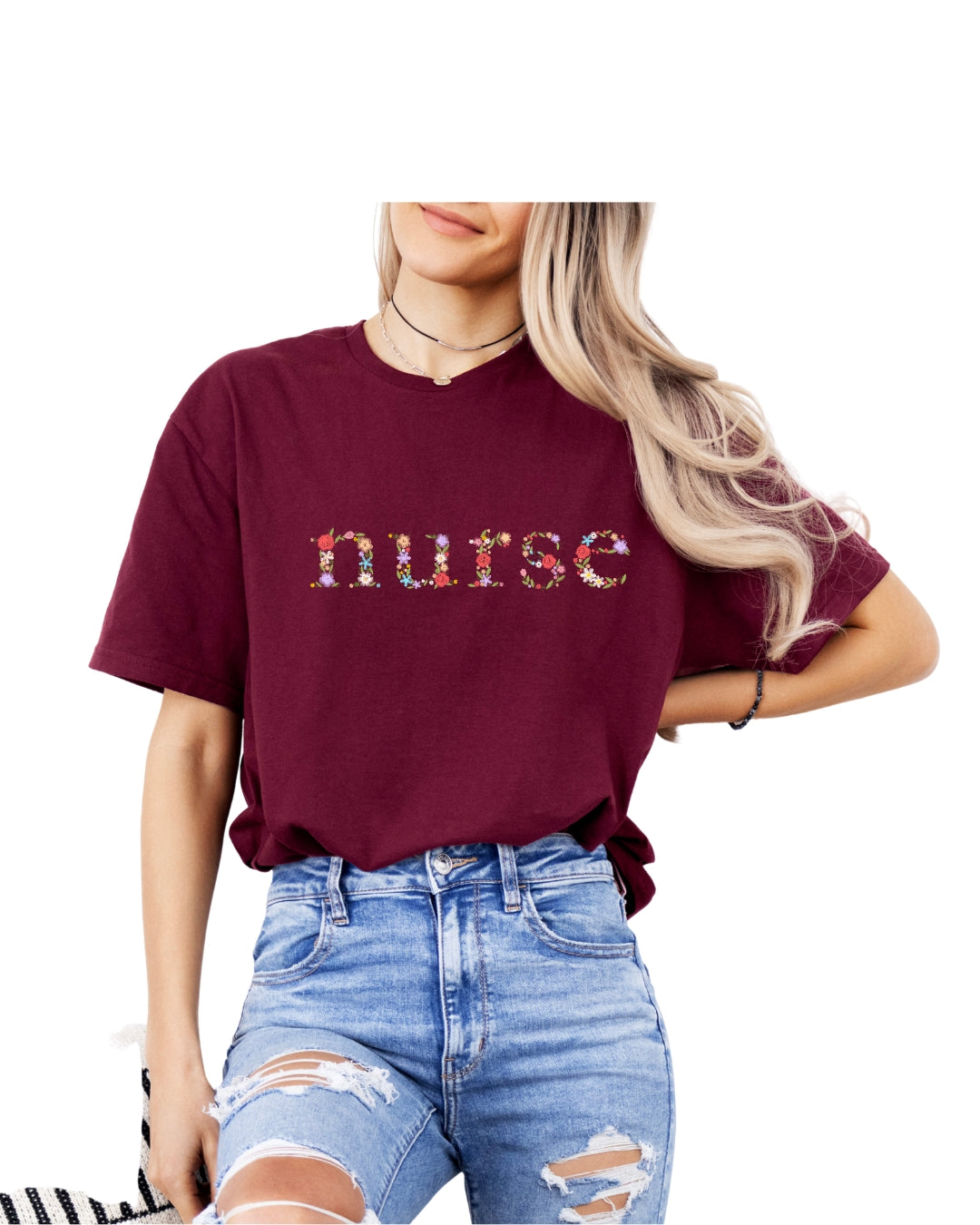 floral nurse t-shirt
