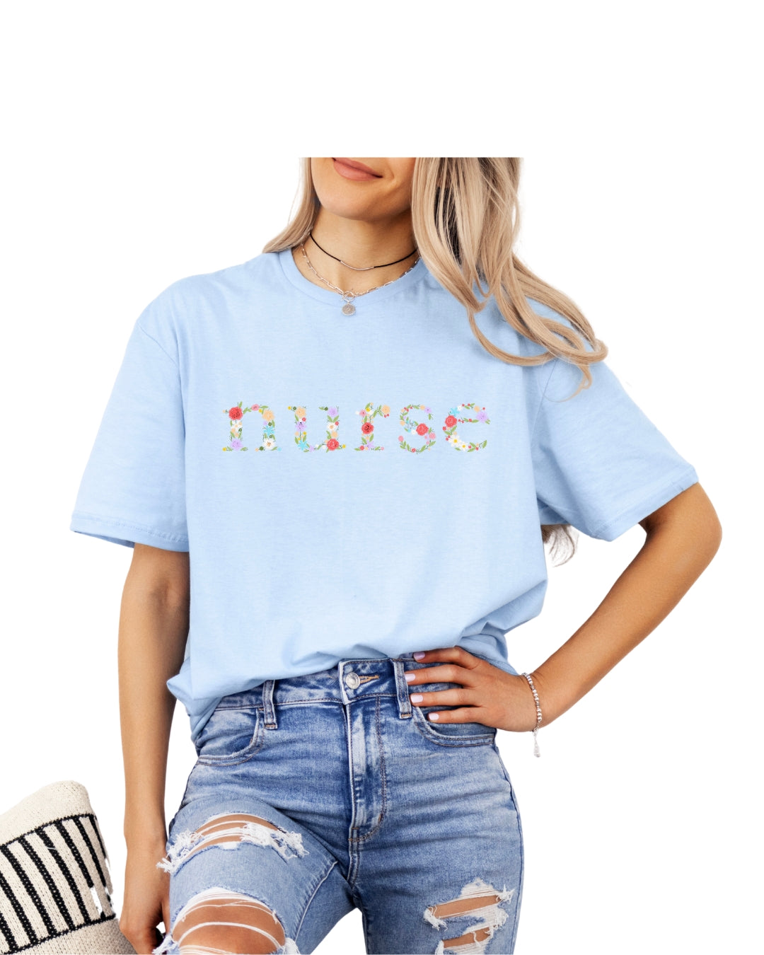 floral nurse t-shirt